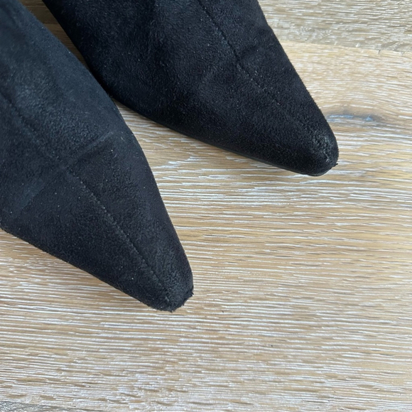 Premiere Collection Y2K Black Pointed Toe Faux Suede Ankle Boots Booties Size 8 - Picture 8 of 12